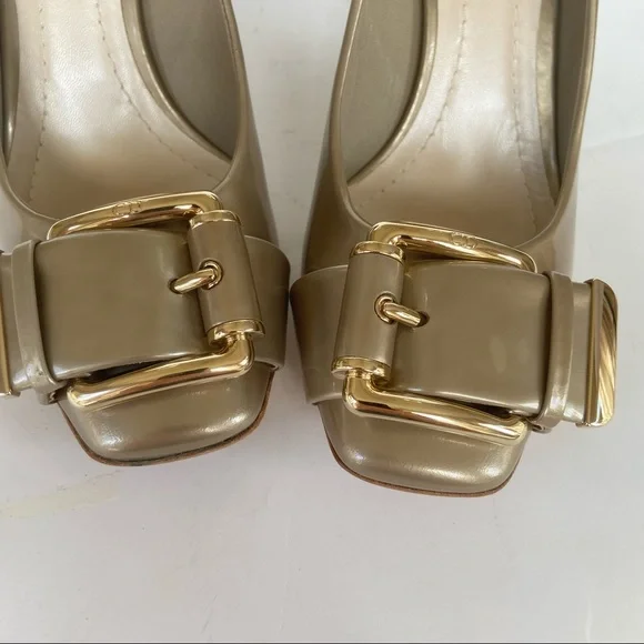 Christian Dior metallic beige buckle heels 37.5 - Picture 16 of 16